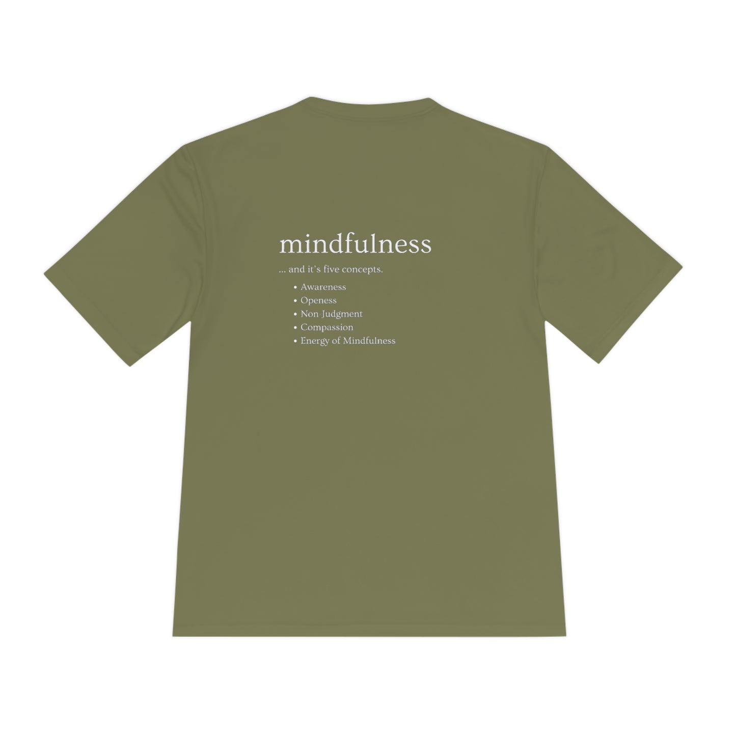 PoM's Mindfulness series .... MFN (front) & MFN concepts (back) ... Athletic Sport-Tek Moisture Wicking  (Unisex, breathable, 8 sizes, up to 12 colours)