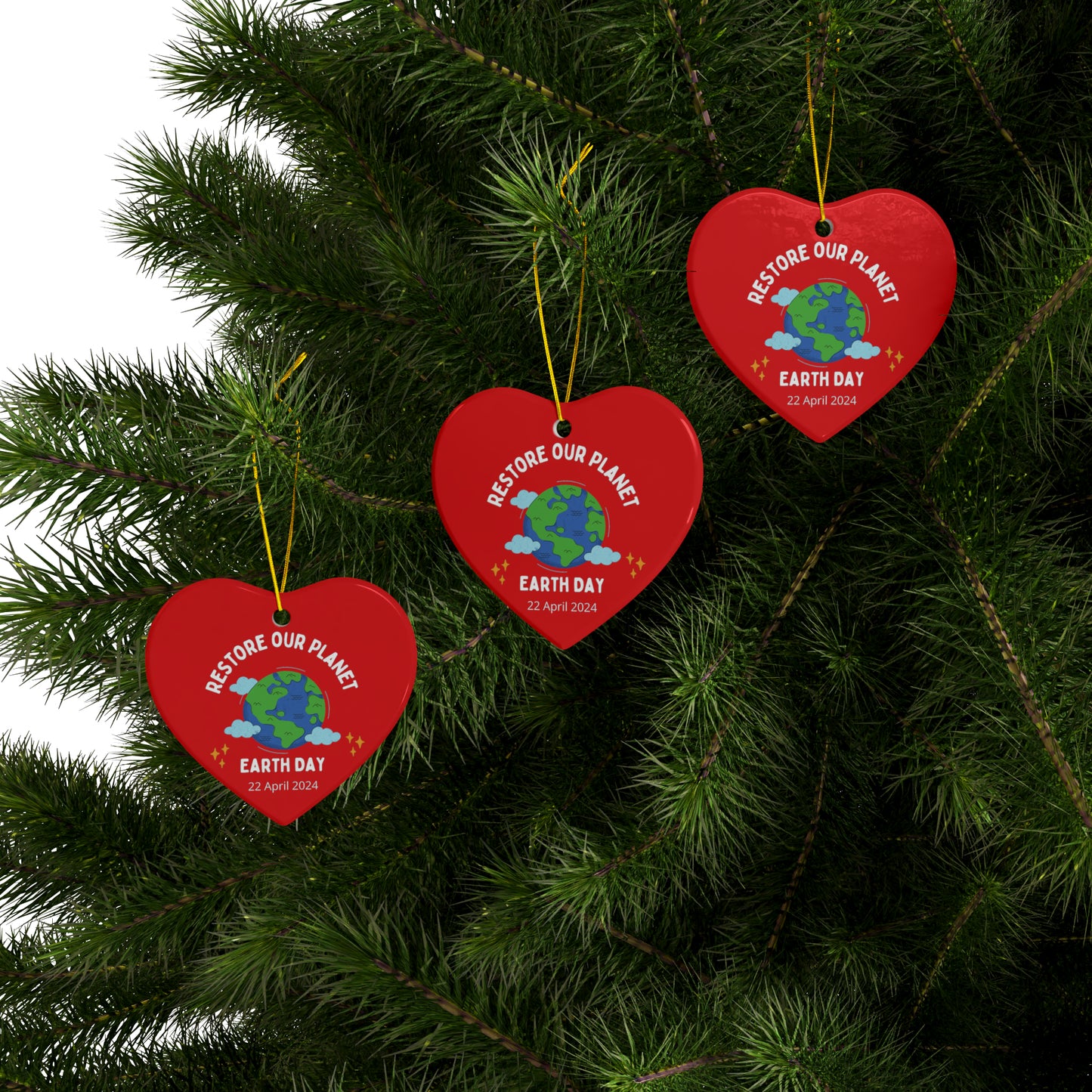 PoM's International EARTH Day series ... "Restore our Planet" ... Ceramic Ornaments (2 sided print, 2.5 mm thickness, 1pc or in bundles: 3pcs, 5pcs, 10pcs)