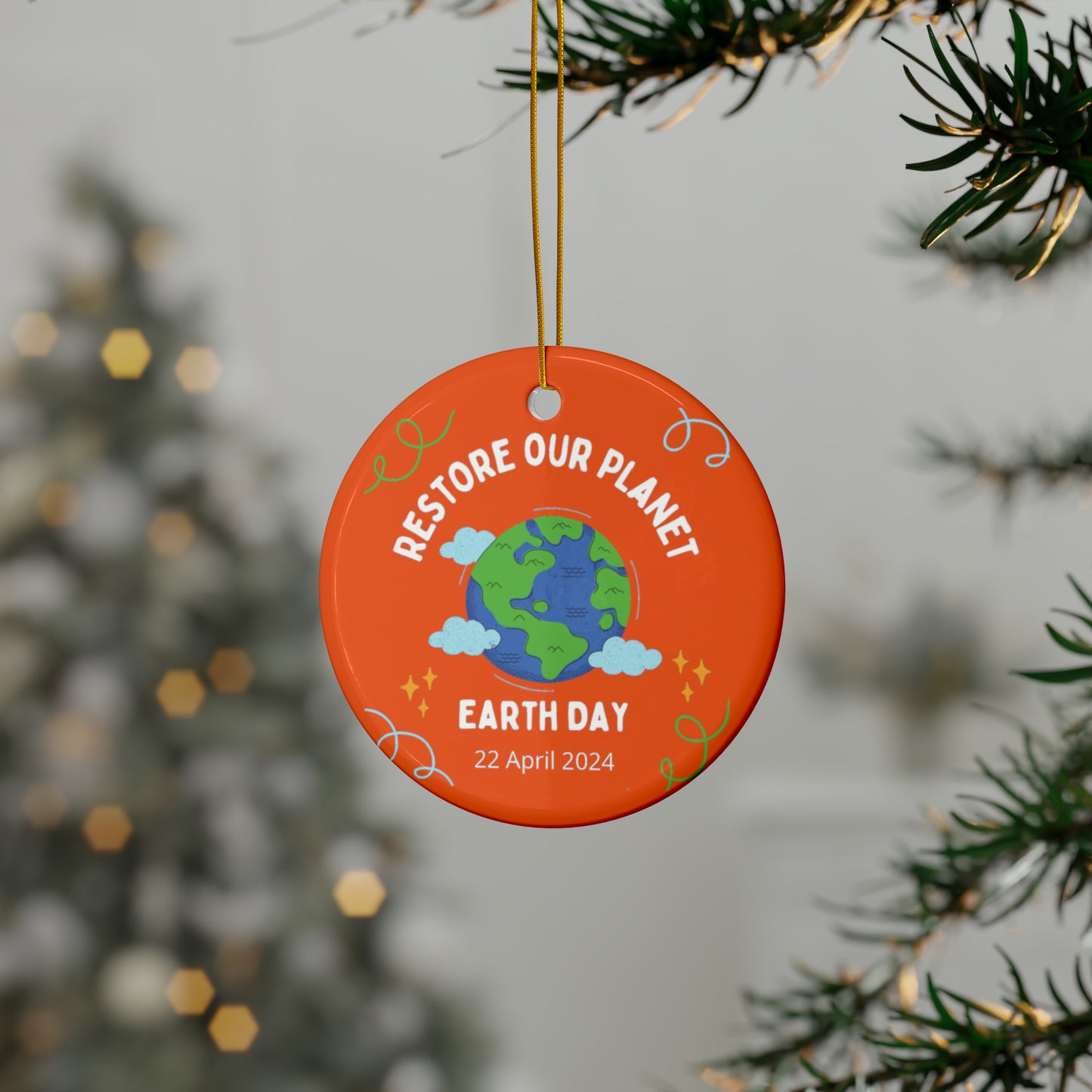 PoM's International EARTH Day series ... "Restore our Planet" ... Ceramic Ornaments (2 sided print, 2.5 mm thickness, 1pc or in bundles: 3pcs, 5pcs, 10pcs)