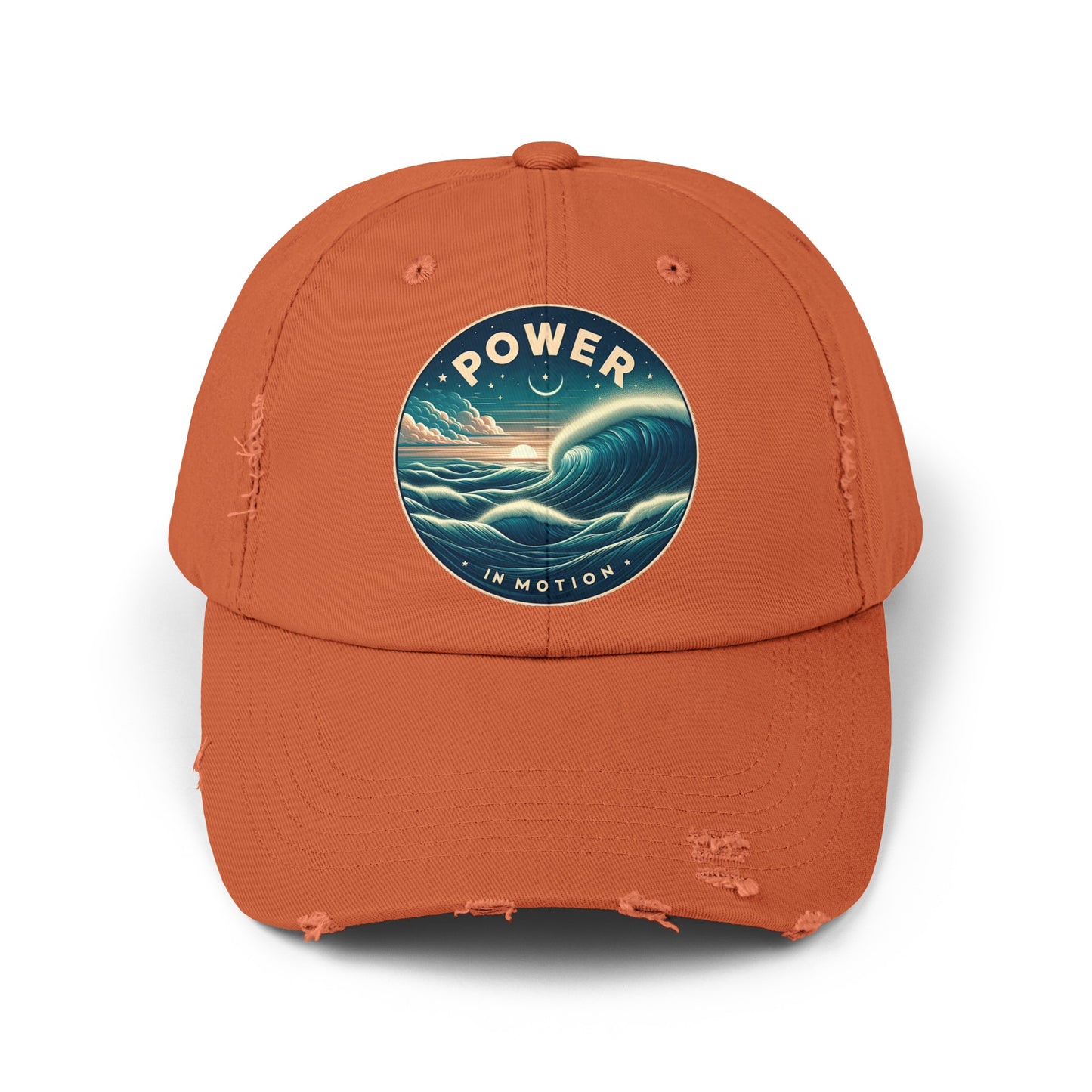 PoM's Empowerment collection ... Power in Motion ... Unisex Distressed Cap (100% cotton, adjustable fit, 6 colors)