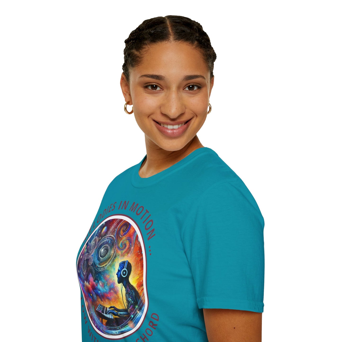 PoM's Mindfulness & Music collection ... "MELODIES IN MOTION" T-Shirt (Unisex, Softstyle, 100% Cotton, up to 5 sizes and up to 13 colours)