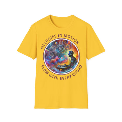 PoM's Mindfulness & Music collection ... "MELODIES IN MOTION" T-Shirt (Unisex, Softstyle, 100% Cotton, up to 5 sizes and up to 13 colours)