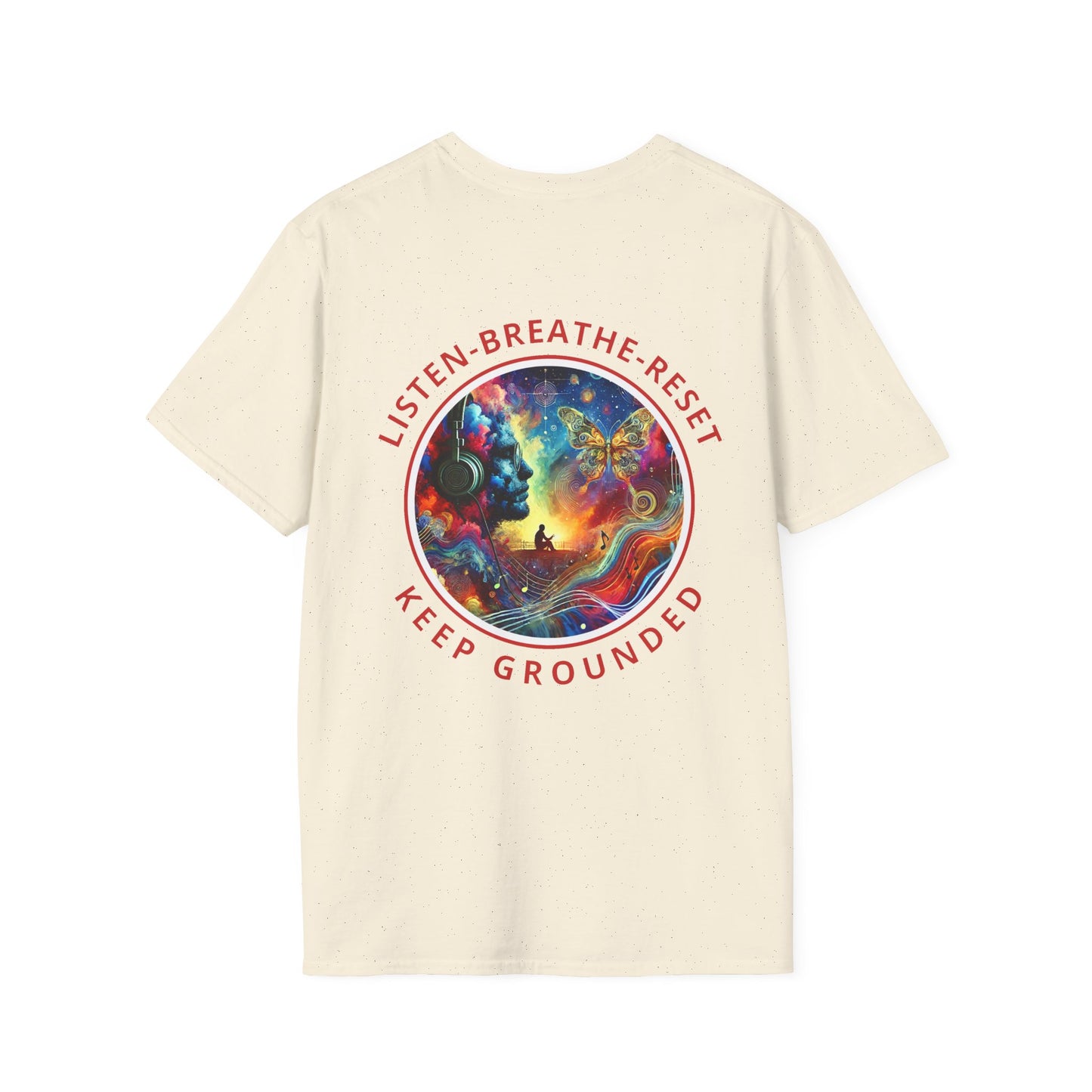 PoM's Music for Mindfulness Collection ... "KEEP GROUNDED ..." T-Shirt (Unisex, Softstyle, 100% Cotton, up to 6 sizes and 14 colours)