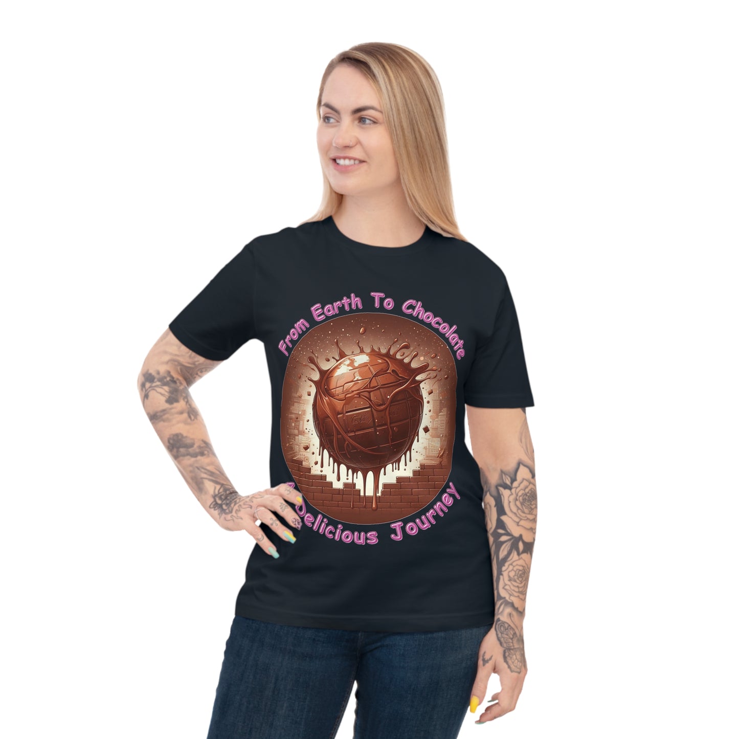 PoM's Fun & Joy for a Happy Life Collection ... FROM EARTH TO CHOCOLATE ... Unisex Classic Jersey T-shirt (100% organic cotton, PETA certified, light fabric, 7 sizes, up to 12 colours)