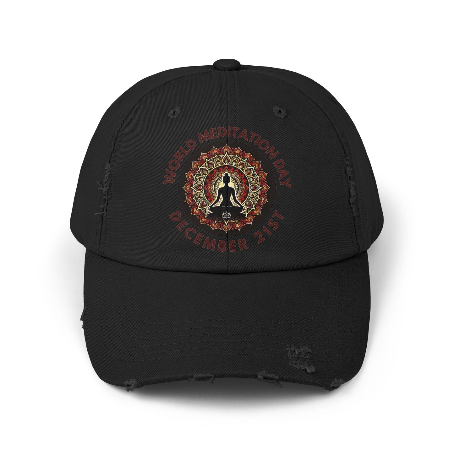 PoM's Mindfulness Collection ... special edition "World Meditation Day" (inauguration) - Unisex Distressed Cap (100% cotton, adjustable fit, 8 colors)