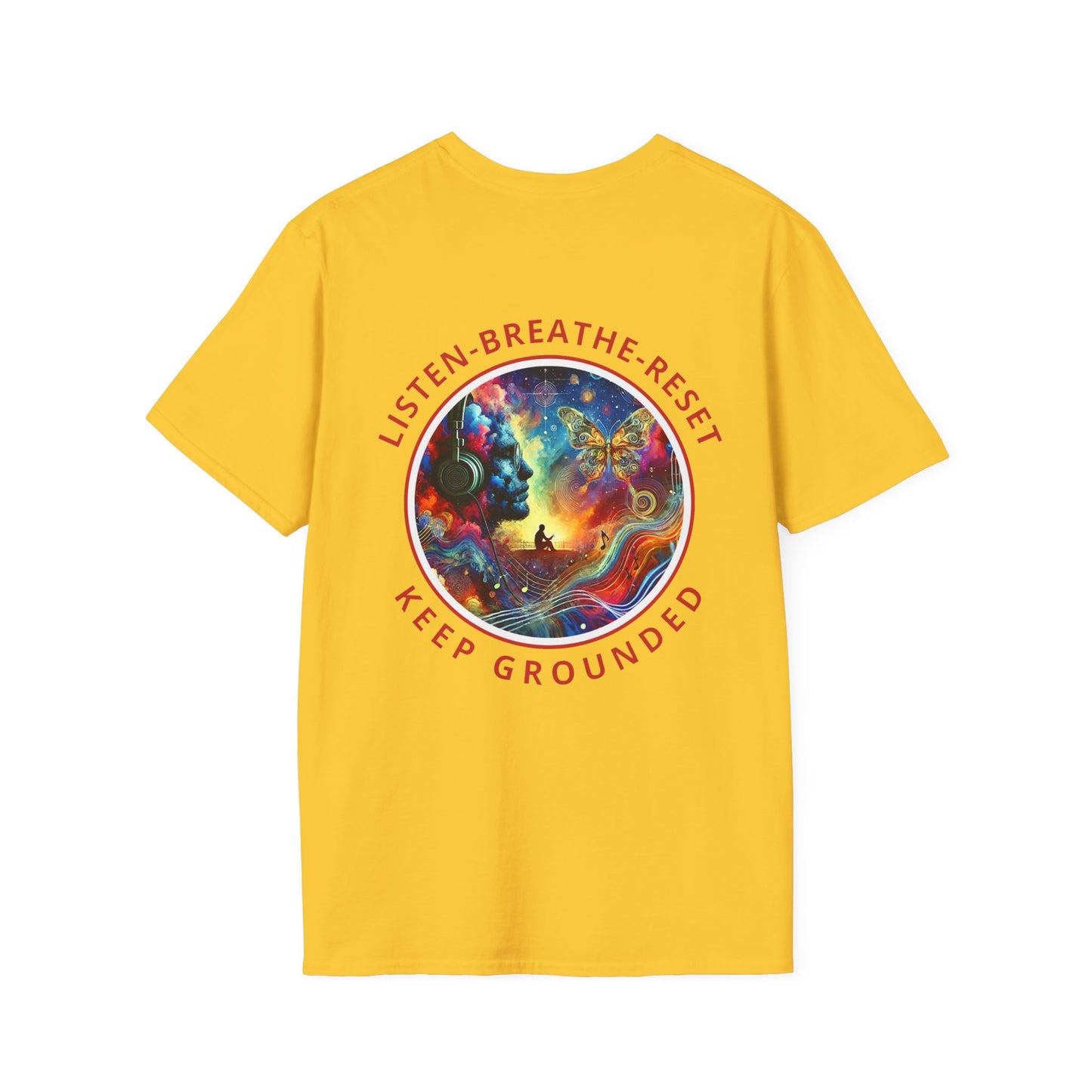 PoM's Music for Mindfulness Collection ... "KEEP GROUNDED ..." T-Shirt (Unisex, Softstyle, 100% Cotton, up to 6 sizes and 14 colours)