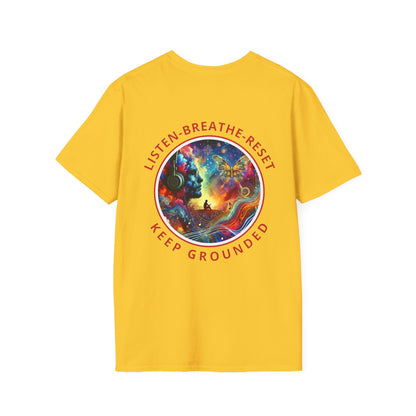 PoM's Music for Mindfulness Collection ... "KEEP GROUNDED ..." T-Shirt (Unisex, Softstyle, 100% Cotton, up to 6 sizes and 14 colours)