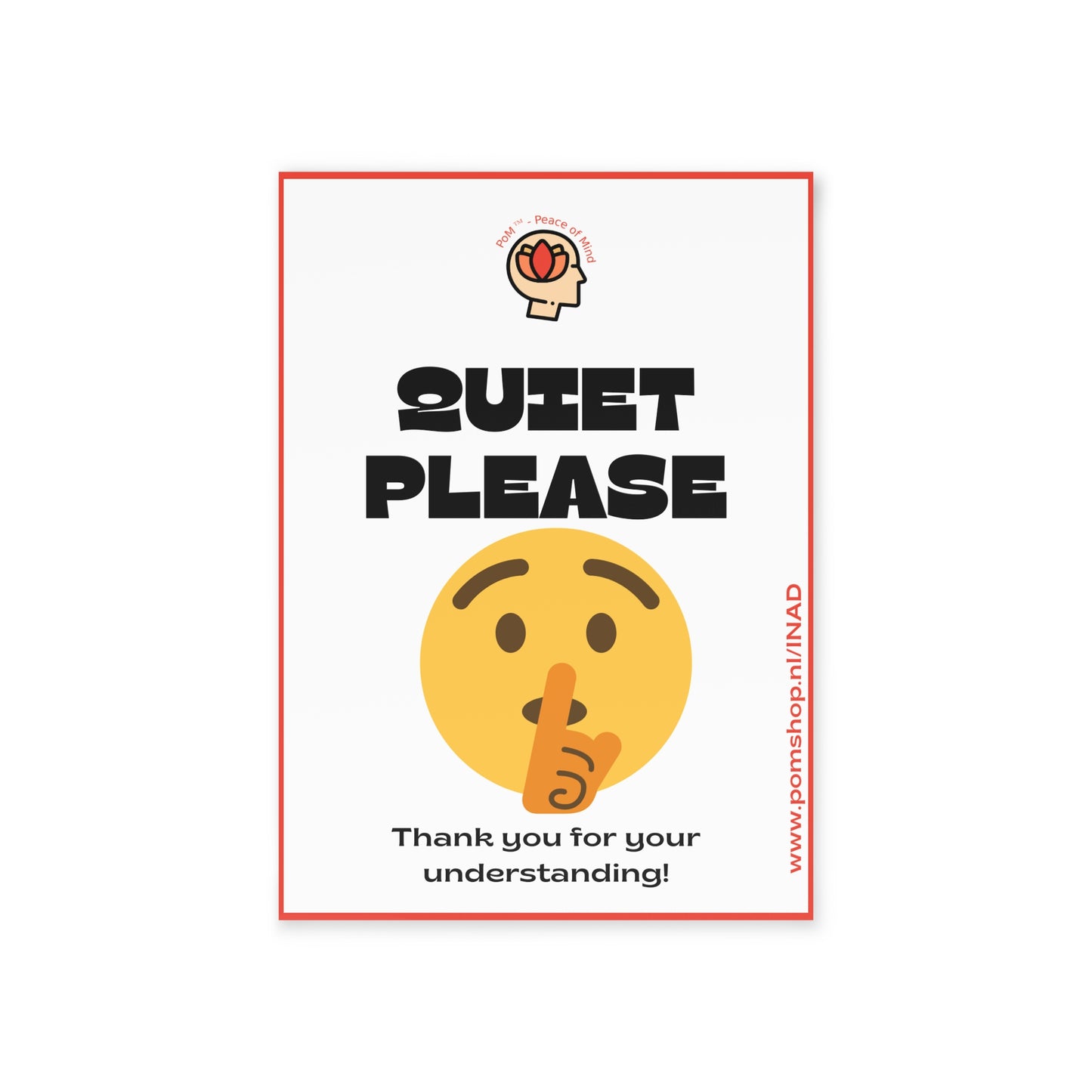 PoM's series "International NOISE AWARENESS Day" ... Greeting Cards (Two-sided print: Quiet Please)