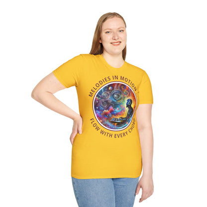 PoM's Mindfulness & Music collection ... "MELODIES IN MOTION" T-Shirt (Unisex, Softstyle, 100% Cotton, up to 5 sizes and up to 13 colours)