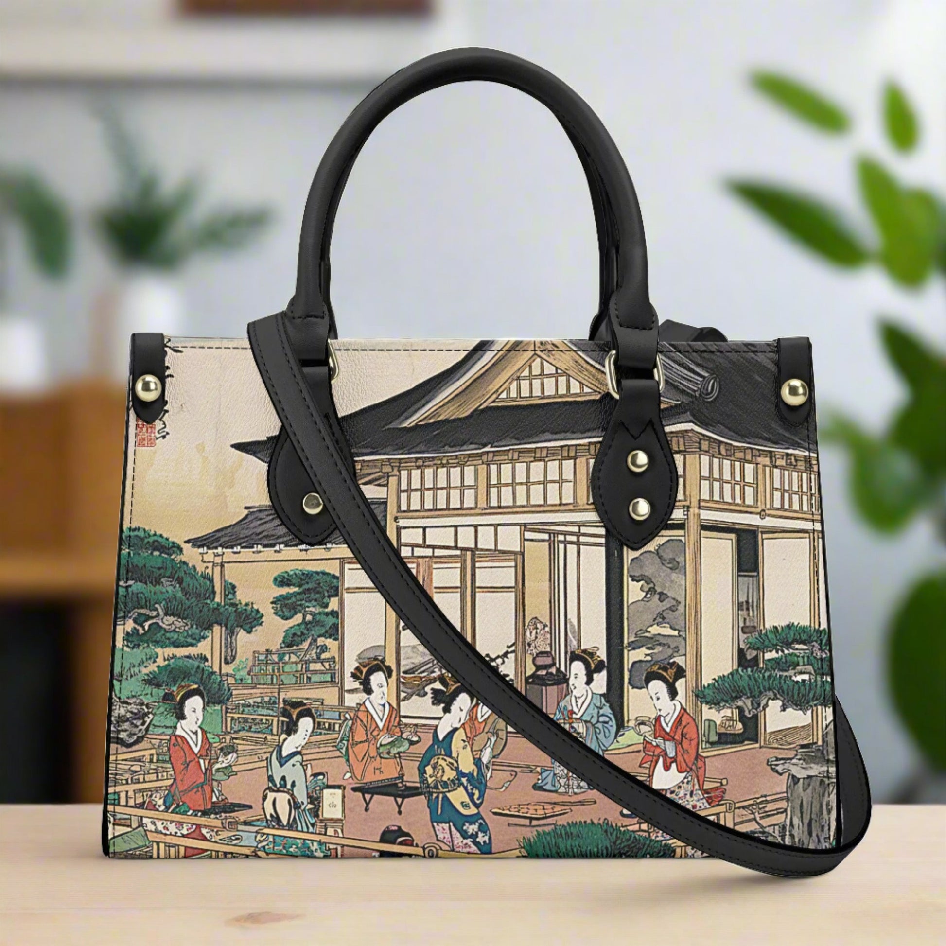 Womens Tote Bag (2 colours: black or white, 4x prints (all sides): Japanese Tea Ceremony)