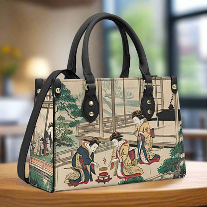 Womens Tote Bag (2 colours: black or white, 4x prints (all sides): Japanese Tea Ceremony)