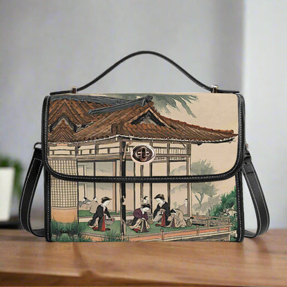 Women's Satchel Bag (3x prints on front/back + 2x sides: Japanese Tea Ceremony) Media 2 of 11