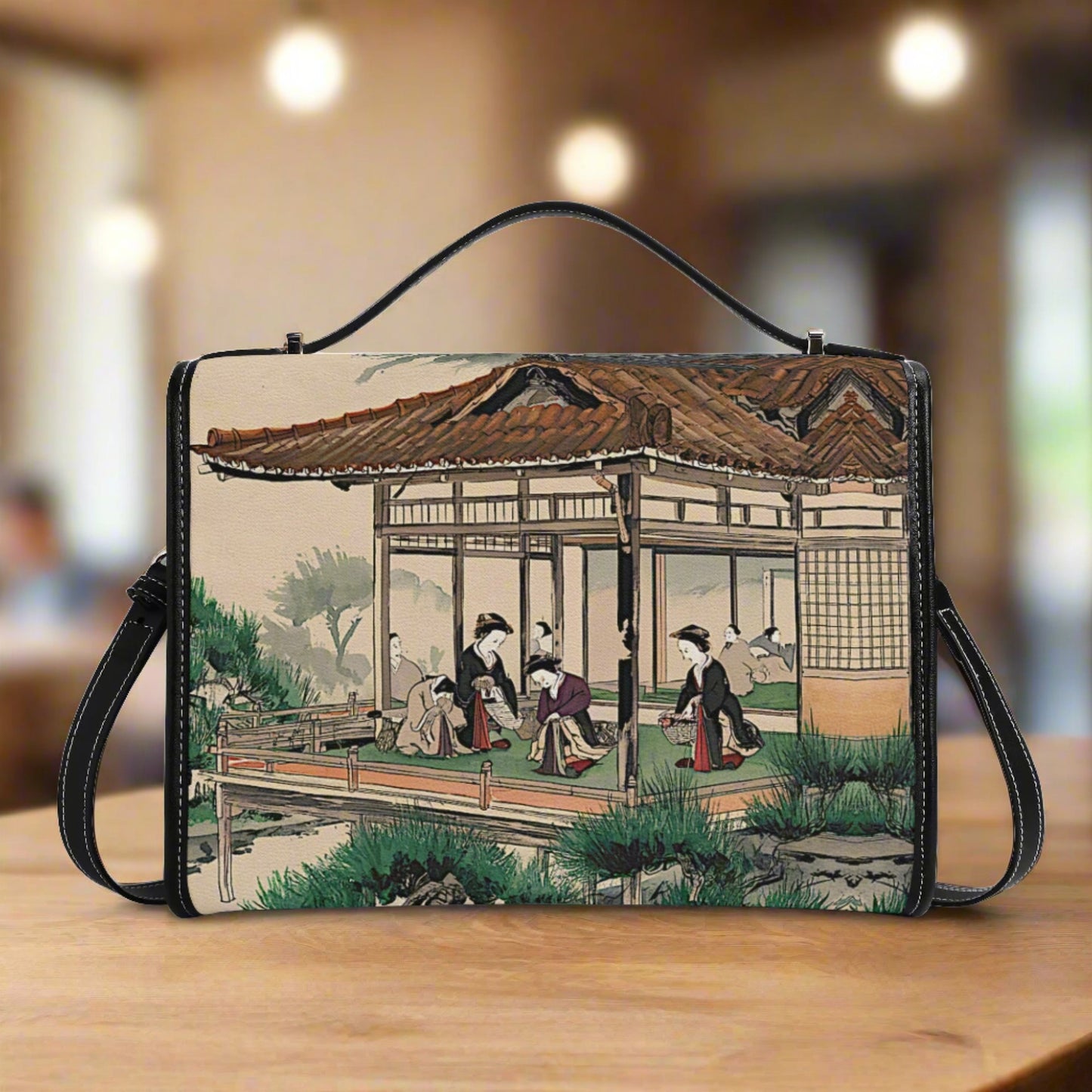 PoMs series Intern. TEA Day ... Women's Satchel Bag (3x prints on front/back + 2x sides: Japanese Tea Ceremony)