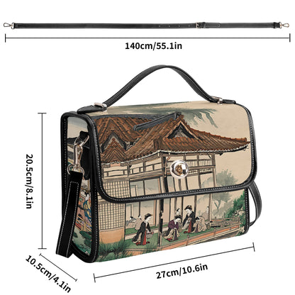 PoMs series Intern. TEA Day ... Women's Satchel Bag (3x prints on front/back + 2x sides: Japanese Tea Ceremony)