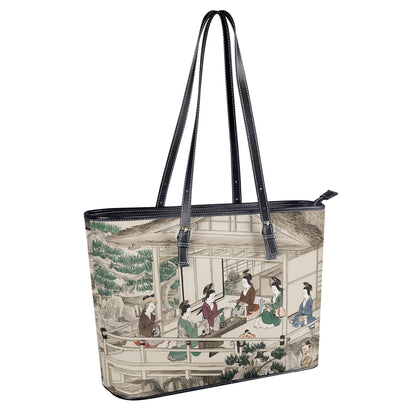 PoMs series Intern. TEA Day ... Shopping Tote Bag (black, 2 sizes, 2-sided print: Japanese Tea Ceremony)