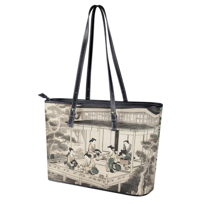 PoMs series Intern. TEA Day ... Shopping Tote Bag (black, 2 sizes, 2-sided print: Japanese Tea Ceremony)