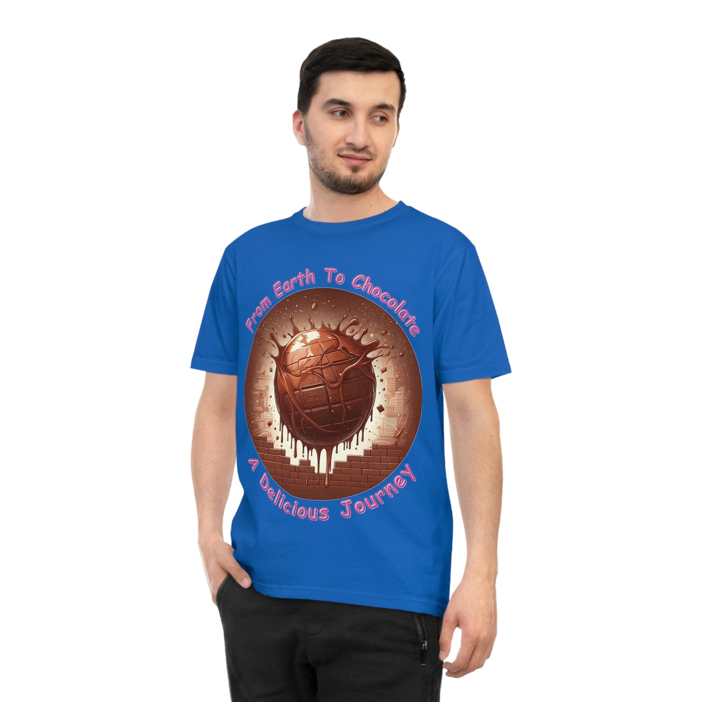 PoM's Fun & Joy for a Happy Life Collection ... FROM EARTH TO CHOCOLATE ... Unisex Classic Jersey T-shirt (100% organic cotton, PETA certified, light fabric, 7 sizes, up to 12 colours)