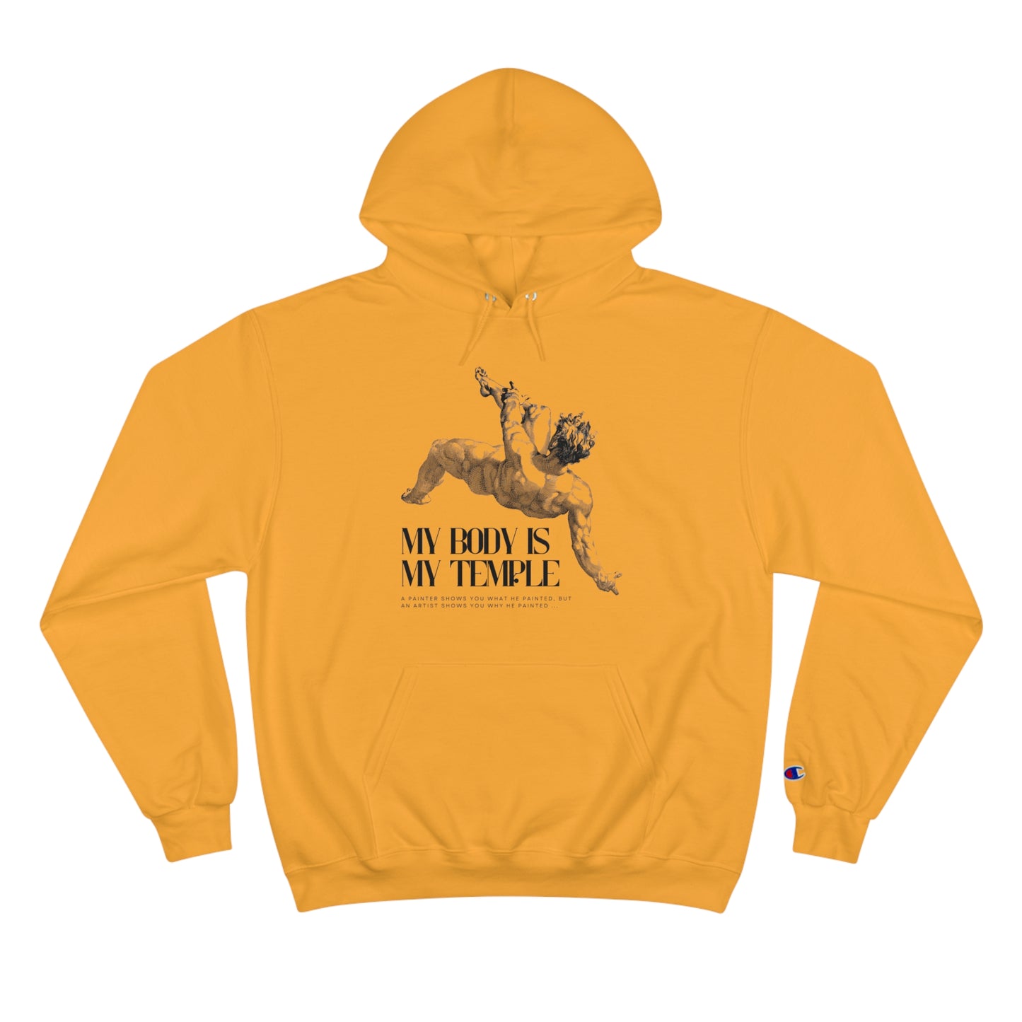 PoM's series of Mindfulness & Self Motivation ... "My Body is my Temple"  ... Sweatshirt (eco hooded, two-ply fleece, spacious pocket, 6 colours and sizes))