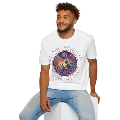 PoM's Mindfulness & Music collection ... "Wind of Tranquility" T-Shirt (Unisex, Softstyle, 100% Cotton, up to 6 sizes and 14 colours)