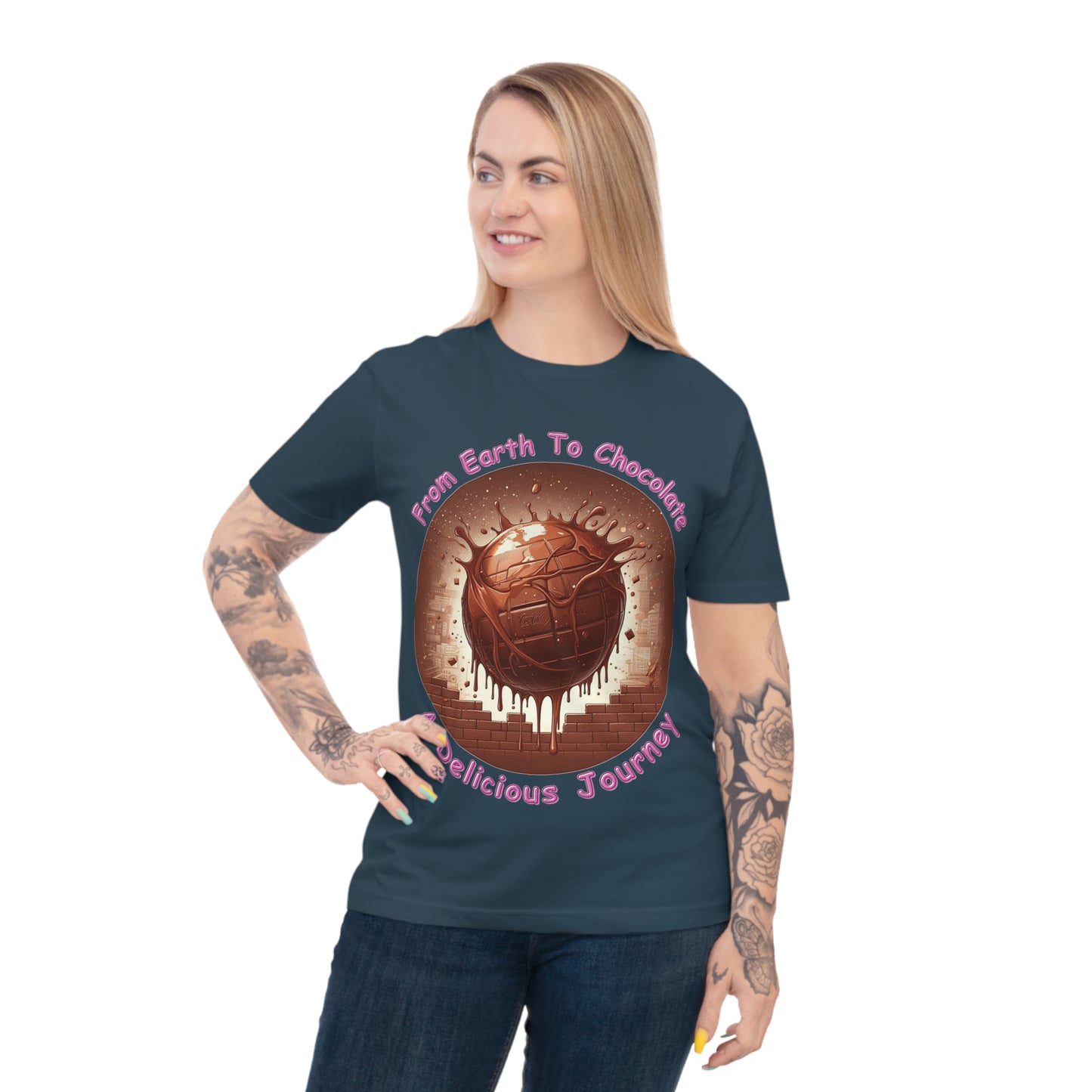 PoM's Fun & Joy for a Happy Life Collection ... FROM EARTH TO CHOCOLATE ... Unisex Classic Jersey T-shirt (100% organic cotton, PETA certified, light fabric, 7 sizes, up to 12 colours)