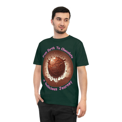 PoM's Fun & Joy for a Happy Life Collection ... FROM EARTH TO CHOCOLATE ... Unisex Classic Jersey T-shirt (100% organic cotton, PETA certified, light fabric, 7 sizes, up to 12 colours)