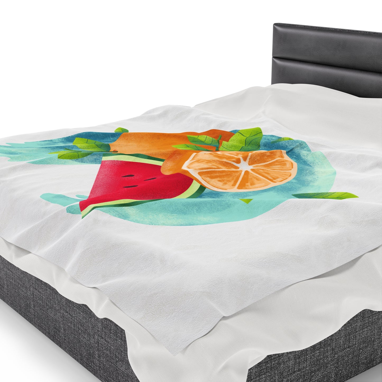 PoM's collection series "FRUITY LIFE" (PoM Edition #FL0005A) - Velveteen Plush Blanket (extra soft, 3 sizes, vibrant colors print)