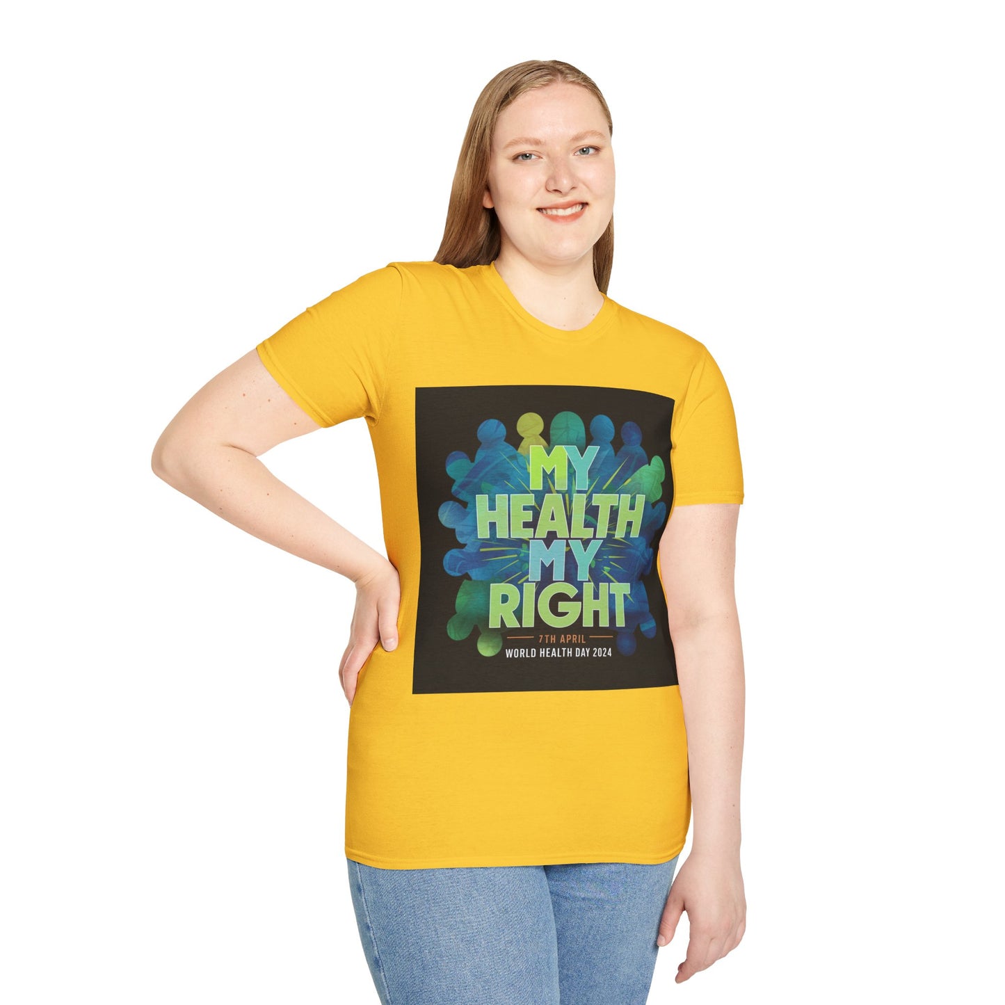 PoM's special series "International World HEALTH Day 2024 (7th April)" ... My Health, my right. - Unisex Softstyle T-Shirt (Print Front)