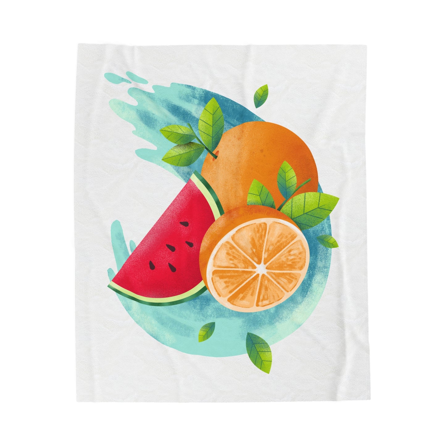 PoM's collection series "FRUITY LIFE" (PoM Edition #FL0005A) - Velveteen Plush Blanket (extra soft, 3 sizes, vibrant colors print)