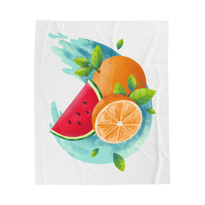 PoM's collection series "FRUITY LIFE" (PoM Edition #FL0005A) - Velveteen Plush Blanket (extra soft, 3 sizes, vibrant colors print)