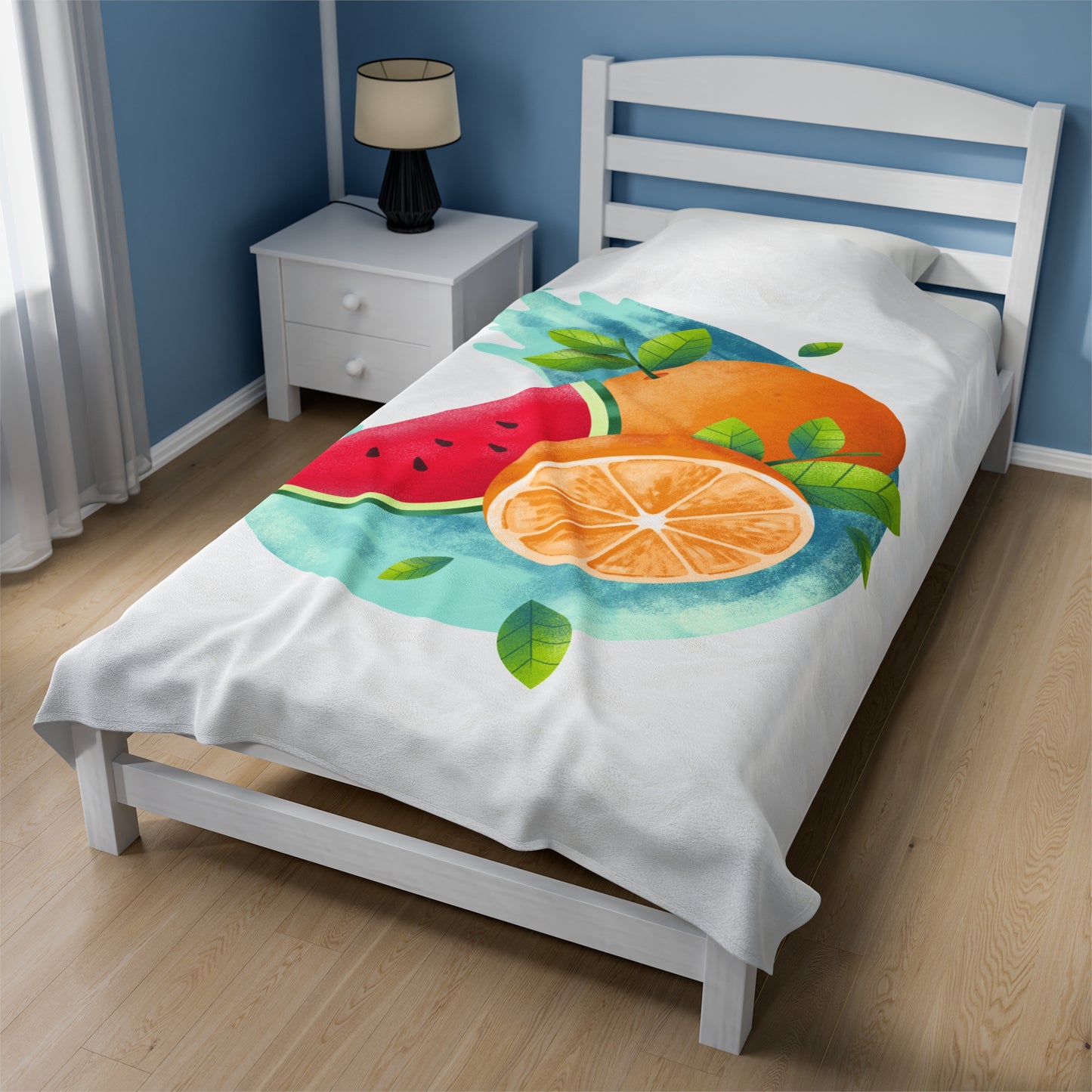 PoM's collection series "FRUITY LIFE" (PoM Edition #FL0005A) - Velveteen Plush Blanket (extra soft, 3 sizes, vibrant colors print)