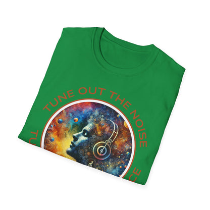 PoM's Music for Mindfulness Collection ... "TUNE INTO CALM & PEACE ..." T-Shirt (Unisex, Softstyle, 100% Cotton, up to 6 sizes and 14 colours)