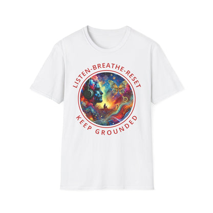 PoM's Music for Mindfulness Collection ... "KEEP GROUNDED ..." T-Shirt (Unisex, Softstyle, 100% Cotton, up to 6 sizes and 14 colours)