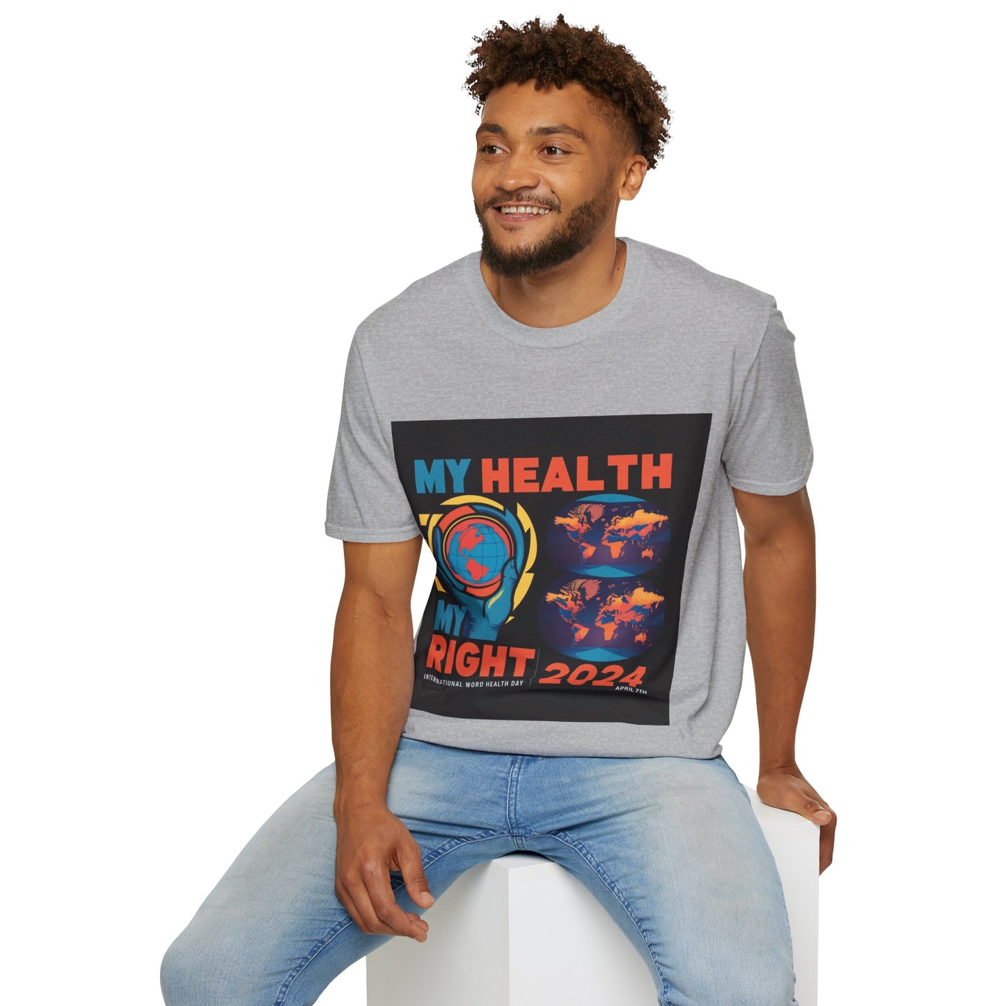 PoM's special series "International World HEALTH Day 2024 (7th April)" ... My Health, my right. - Unisex Softstyle T-Shirt (Print Front)