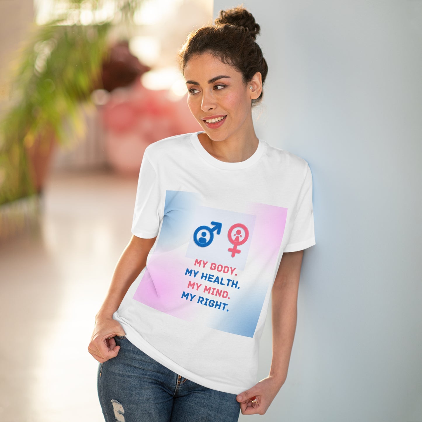 PoM's special series International World HEALTH Day 2024 ... "My Health, my right." - Cotton T-shirt (100% Organic - Unisex, 10 sizes and 12 colours)