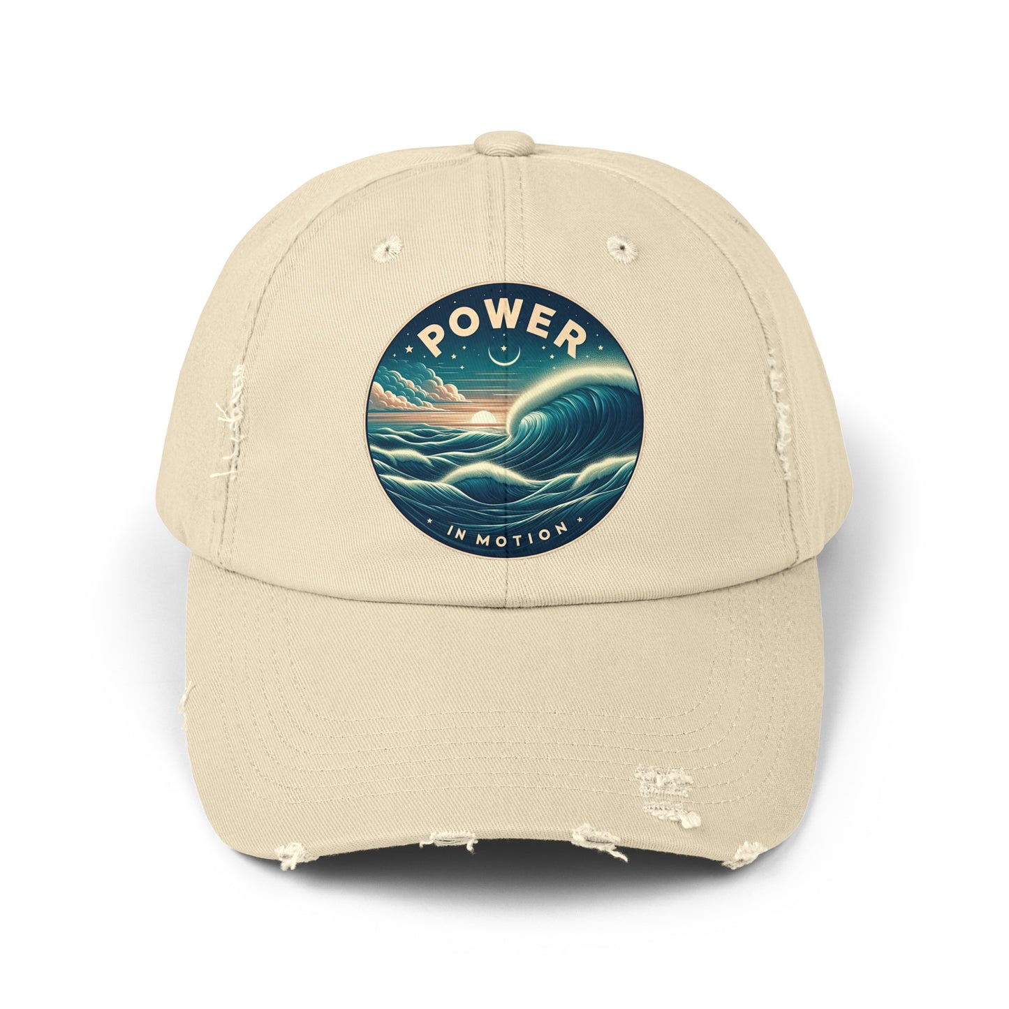 PoM's Empowerment collection ... Power in Motion ... Unisex Distressed Cap (100% cotton, adjustable fit, 6 colors)