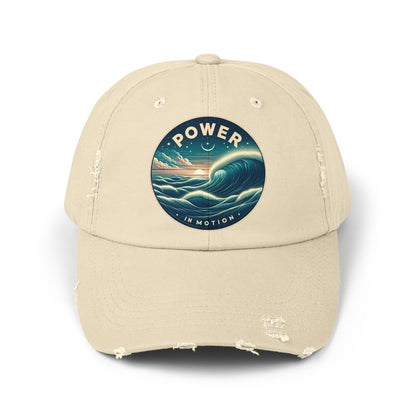 PoM's Empowerment collection ... Power in Motion ... Unisex Distressed Cap (100% cotton, adjustable fit, 6 colors)