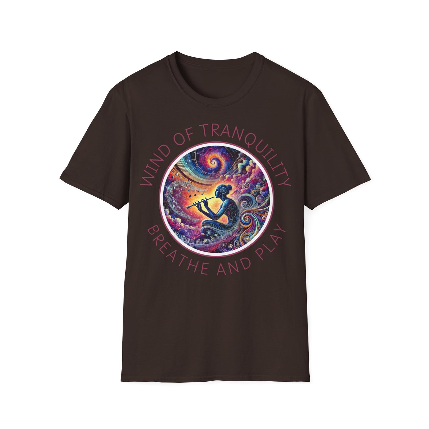 PoM's Mindfulness & Music collection ... "Wind of Tranquility" T-Shirt (Unisex, Softstyle, 100% Cotton, up to 6 sizes and 14 colours)