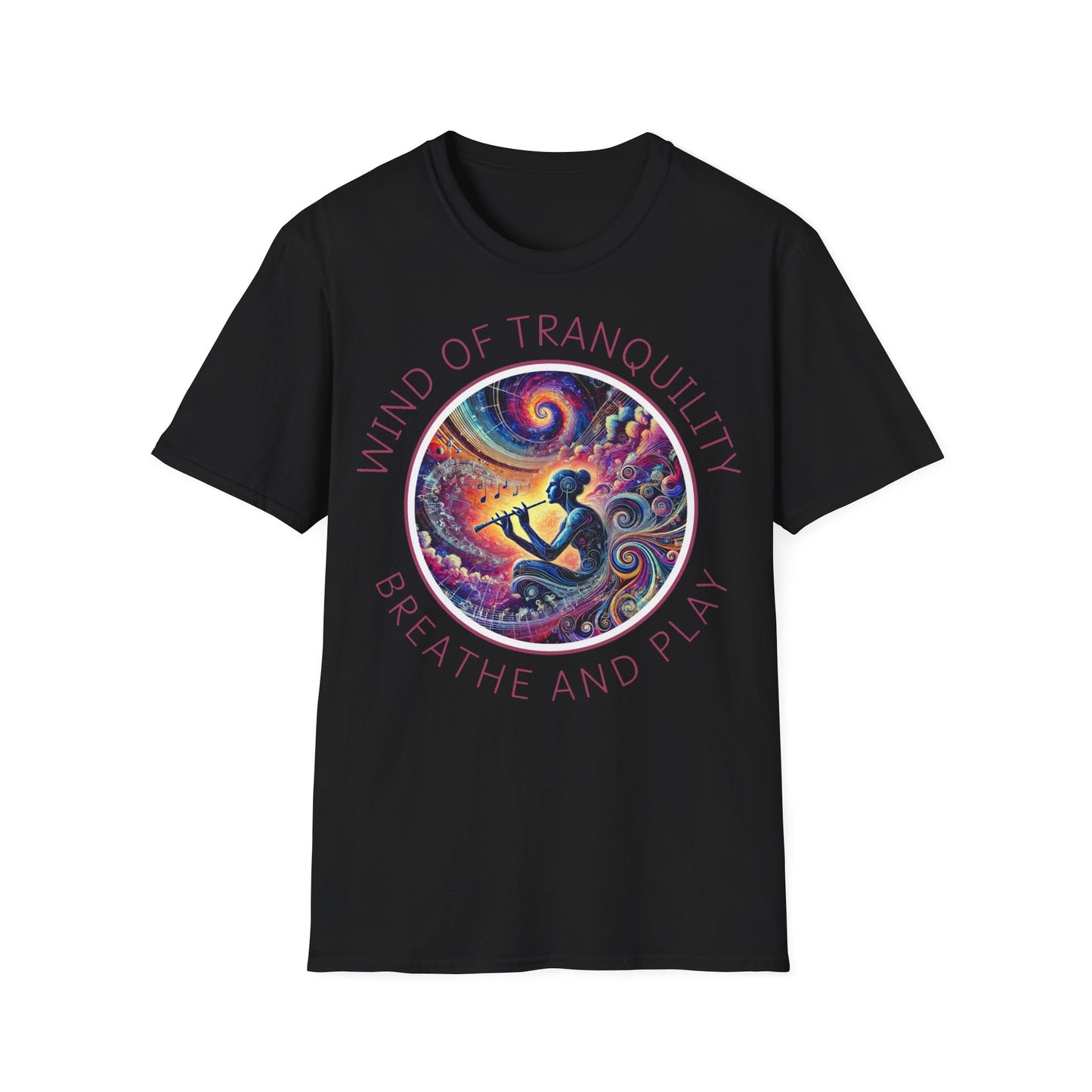 PoM's Mindfulness & Music collection ... "Wind of Tranquility" T-Shirt (Unisex, Softstyle, 100% Cotton, up to 6 sizes and 14 colours)