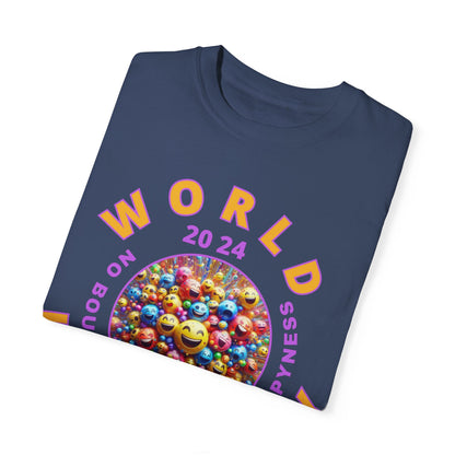 PoM's series Mindfulness & Self motivation ... World LAUGHTER Day ... Unisex Garment-Dyed T-shirt (100% pre-shrunk cotton, soft washed - six sizes (S-3XL), 9 background colours)