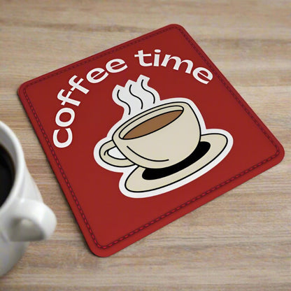  Mug Coaster (nappa leather, round or square, hand printed) Media 1 of 11