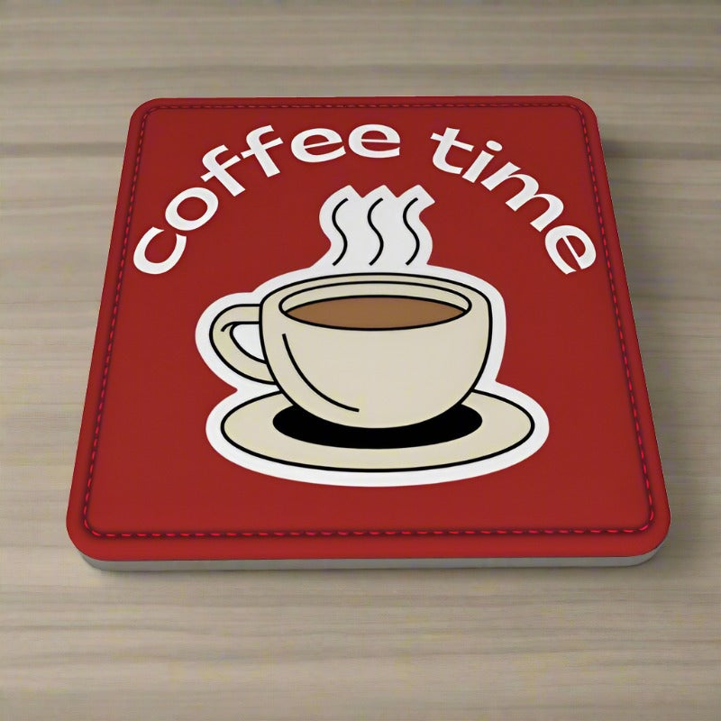 Mug Coaster (nappa leather, round or square, hand printed) Media 4 of 11