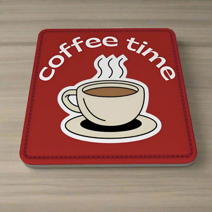 Mug Coaster (nappa leather, round or square, hand printed) Media 4 of 11