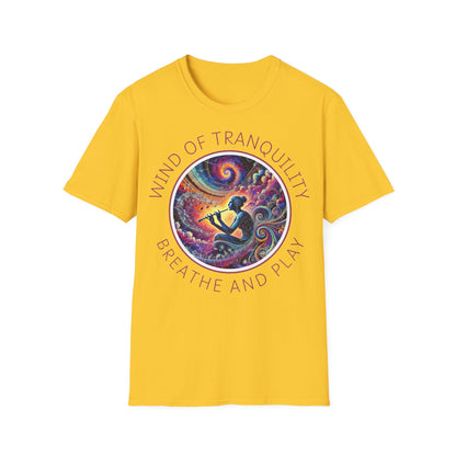 PoM's Mindfulness & Music collection ... "Wind of Tranquility" T-Shirt (Unisex, Softstyle, 100% Cotton, up to 6 sizes and 14 colours)