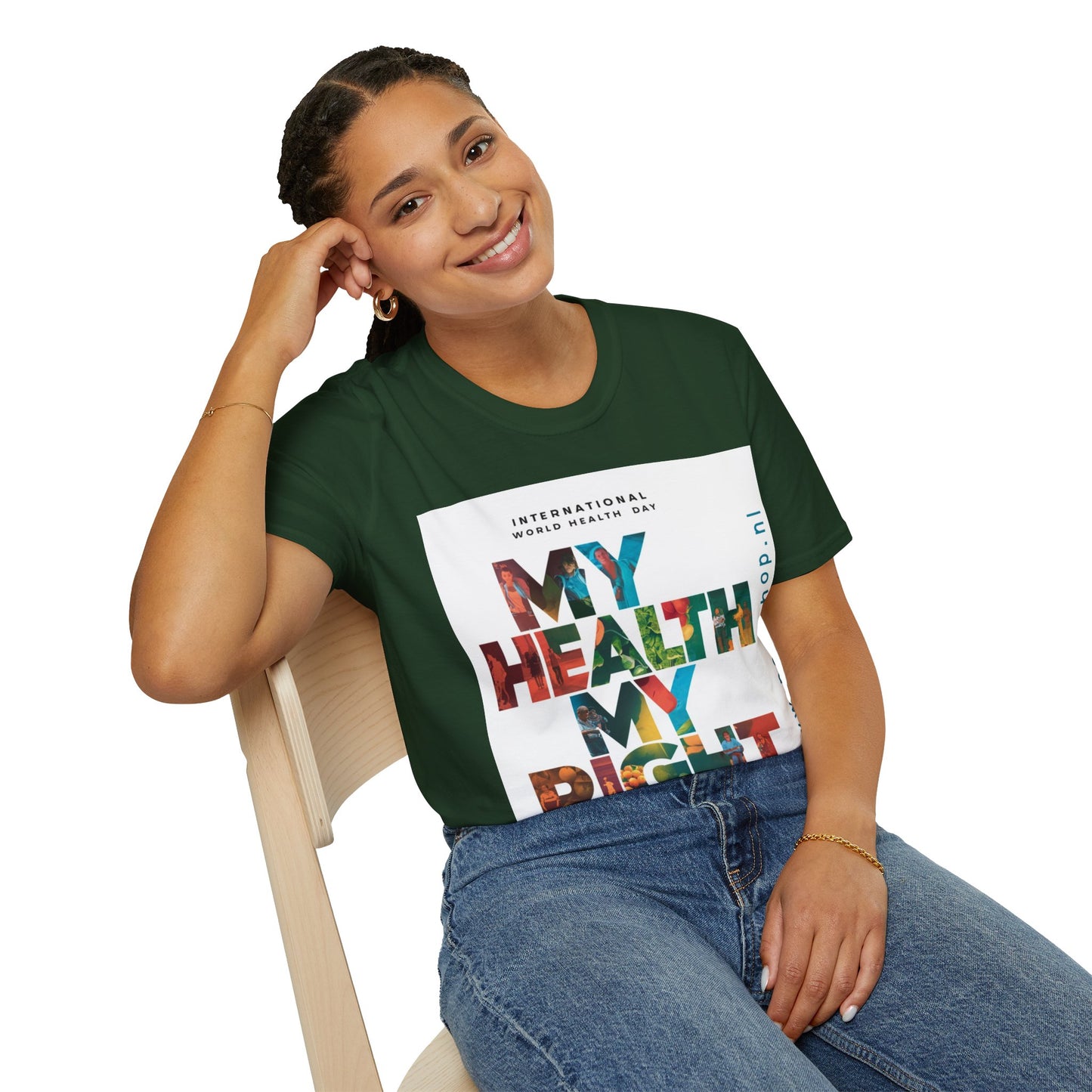 PoM's special series "International World HEALTH Day 2024 (7th April)" ... My Health, my right. - Unisex Softstyle T-Shirt (Print Front)