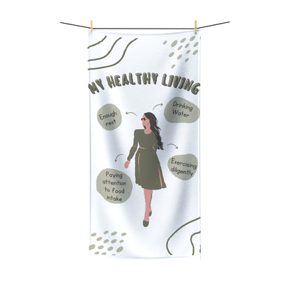 PoM's Self Motivation series ... My Healthy Living  (affirmation) - Polycotton Towel (super soft, extremely absorbent, 2 sizes)