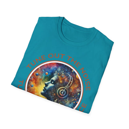 PoM's Music for Mindfulness Collection ... "TUNE INTO CALM & PEACE ..." T-Shirt (Unisex, Softstyle, 100% Cotton, up to 6 sizes and 14 colours)