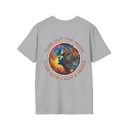 PoM's Music for Mindfulness Collection ... "TUNE INTO CALM & PEACE ..." T-Shirt (Unisex, Softstyle, 100% Cotton, up to 6 sizes and 14 colours)