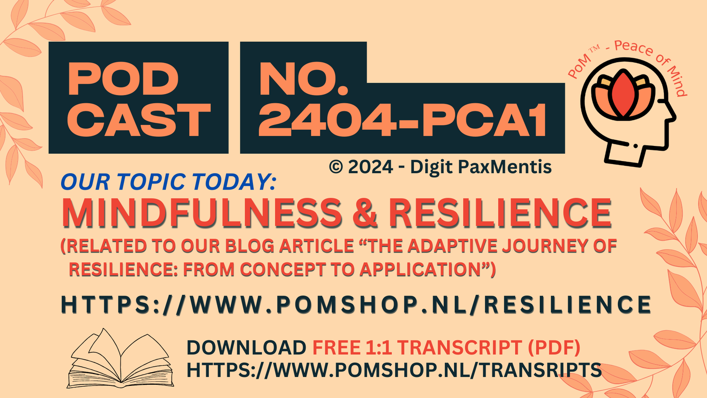 Transcript Release (podcast production on 5th October 2024): Mindfulness for RESILIENCE, Stress Management & Mental Health