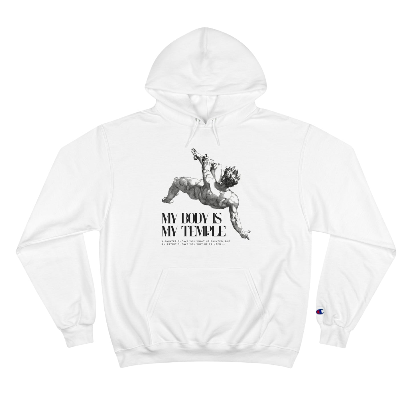 PoM's series of Mindfulness & Self Motivation ... "My Body is my Temple"  ... Sweatshirt (eco hooded, two-ply fleece, spacious pocket, 6 colours and sizes))