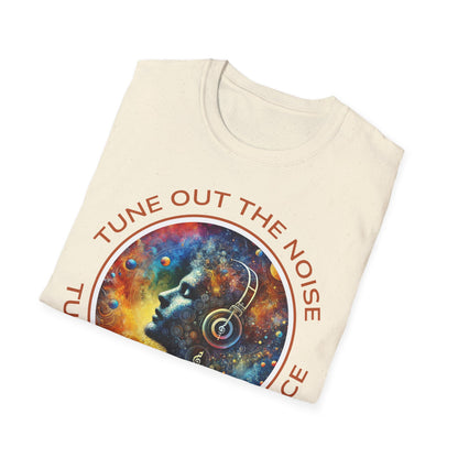 PoM's Music for Mindfulness Collection ... "TUNE INTO CALM & PEACE ..." T-Shirt (Unisex, Softstyle, 100% Cotton, up to 6 sizes and 14 colours)